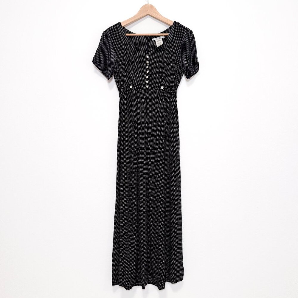 Vintage 90s Jonathan Martin Black & White Polka Dot Sweetheart Dress